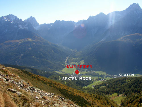 Karte Lage Haus Reider Privatzimmer Sexten Südtirol Dolomiten