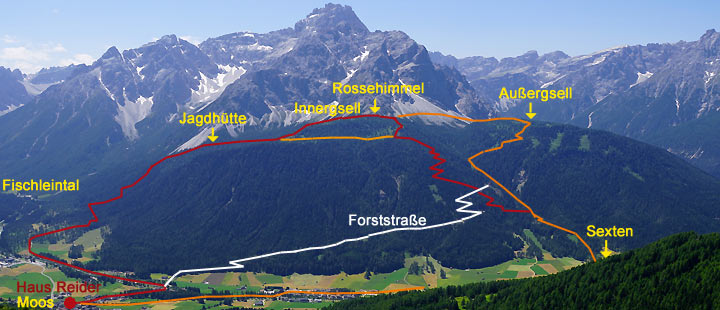 Gsellwiesen, Wanderung, Sexten-Moos, Dolomiten